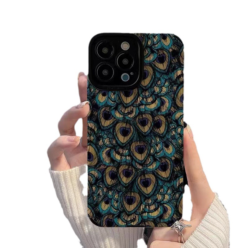 Suitable Samsung A71 phone niche personality peacock feather A53 A32 protective case for women's high-end 3D_voghion.com