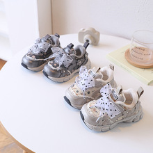 童鞋儿童潮流运动鞋丝带蝴蝶结公主鞋花朵可爱女童鞋冬季加绒棉鞋