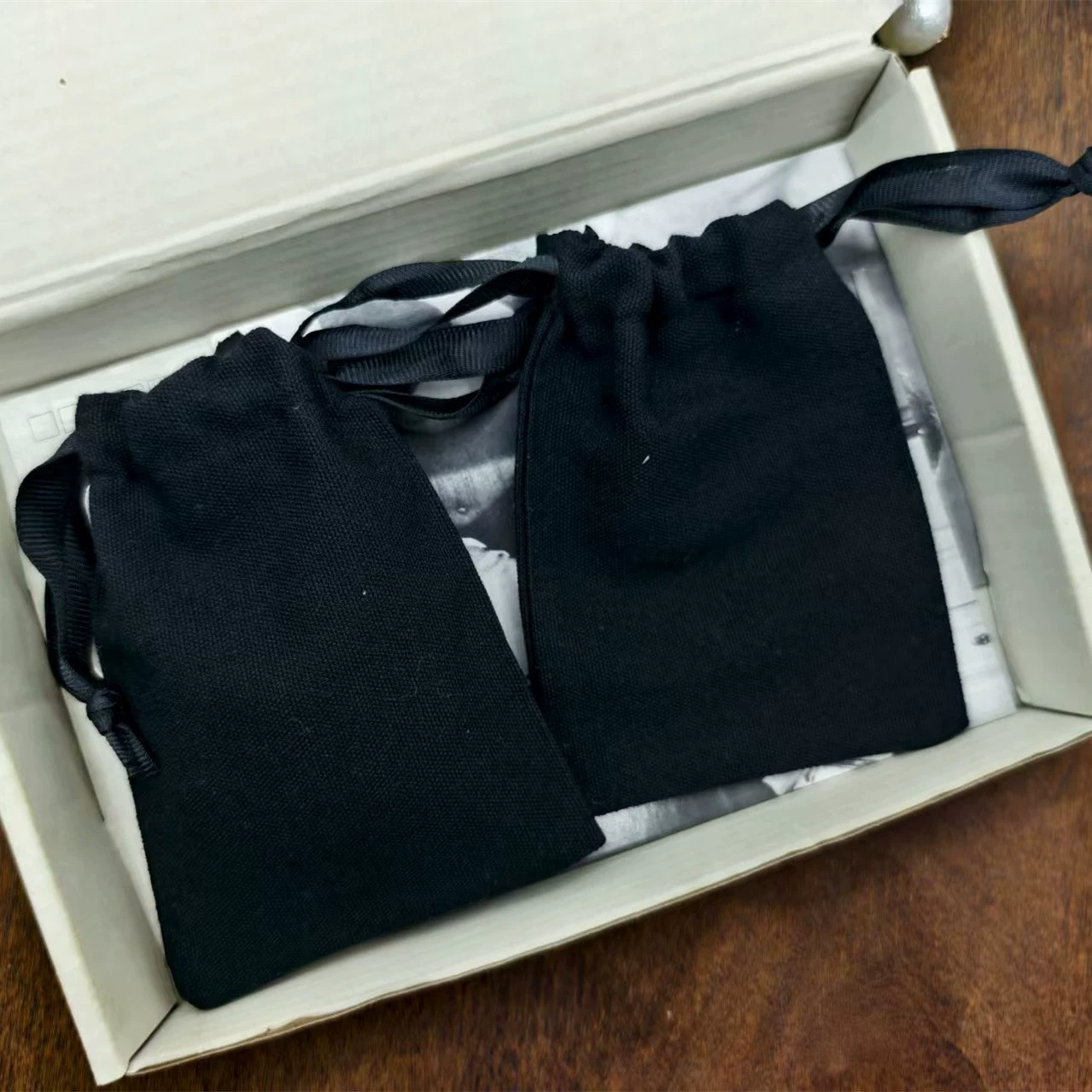 Black cloth bag, jewelry storage bag, accessory, pack, Birthday gift, drawstring