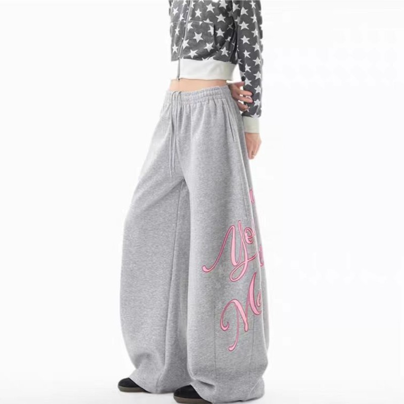 Slack Letter Print Sweatpants Men's Autumn New Loose And Versatile Jazz Dance Casual Wide-leg Pants_viptrois.com