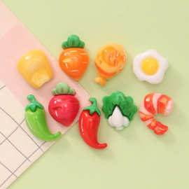 迷你食玩仿真迷你食玩胡萝卜辣椒白菜 diy奶油胶发夹 树脂饰品