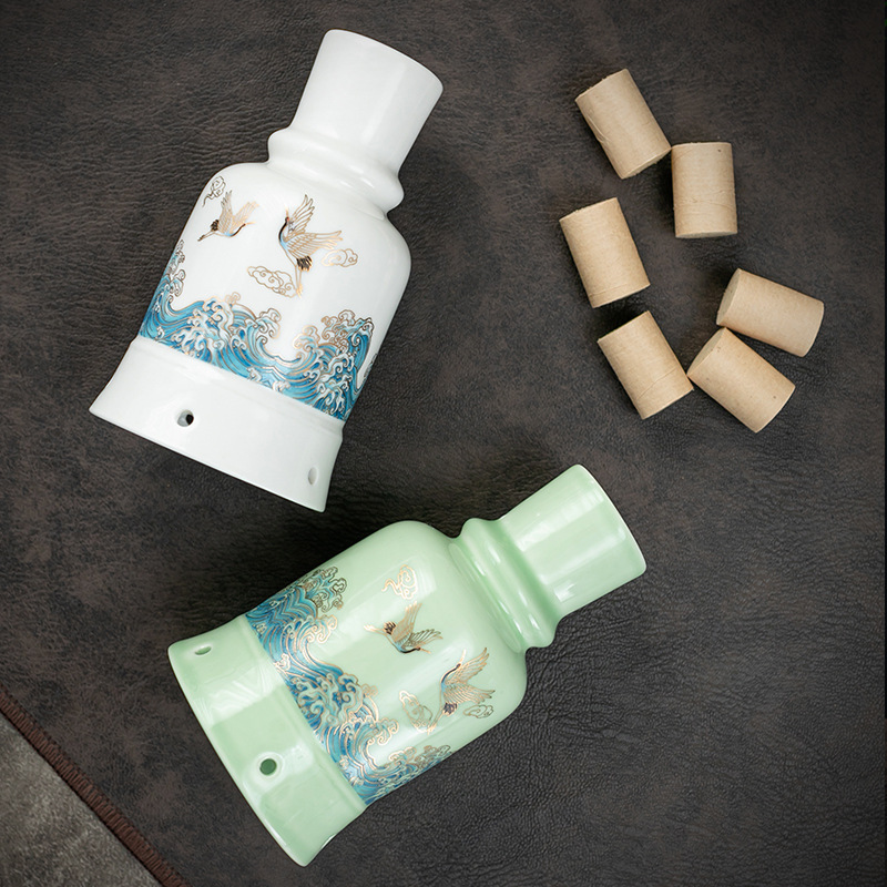 Ceramic Moxibustion Jar Double-Layer Celadon Warm Therapy Device with Gua Sha Massage and Herbal Steaming Function key features