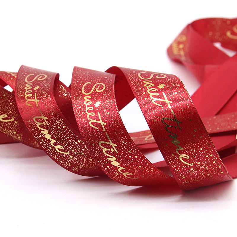 2,5 vino rojo bronceado impresión cinta de poliéster embalaje de regalo de Navidad cinta decorativa cinta vacaciones DIY cinta