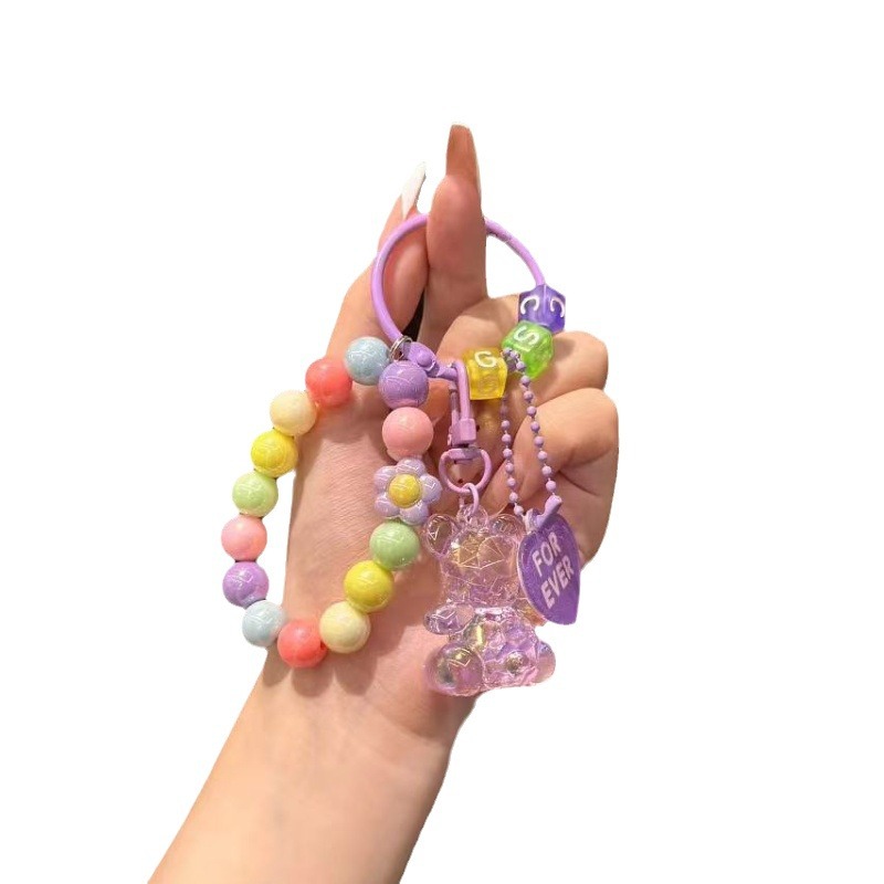 Nuevo llavero con cuentas de oso acrílico colgante de bolso creativo pequeño regalo con cuentas de color fresco al por mayor