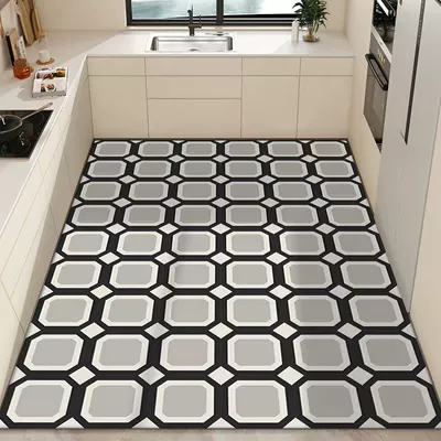 Avtomobil döşəmə paspasları — Anti-Fouling Floor Leather Carpet Kitchen - bohemian-square-50x80cm-size-small-careful-shooting