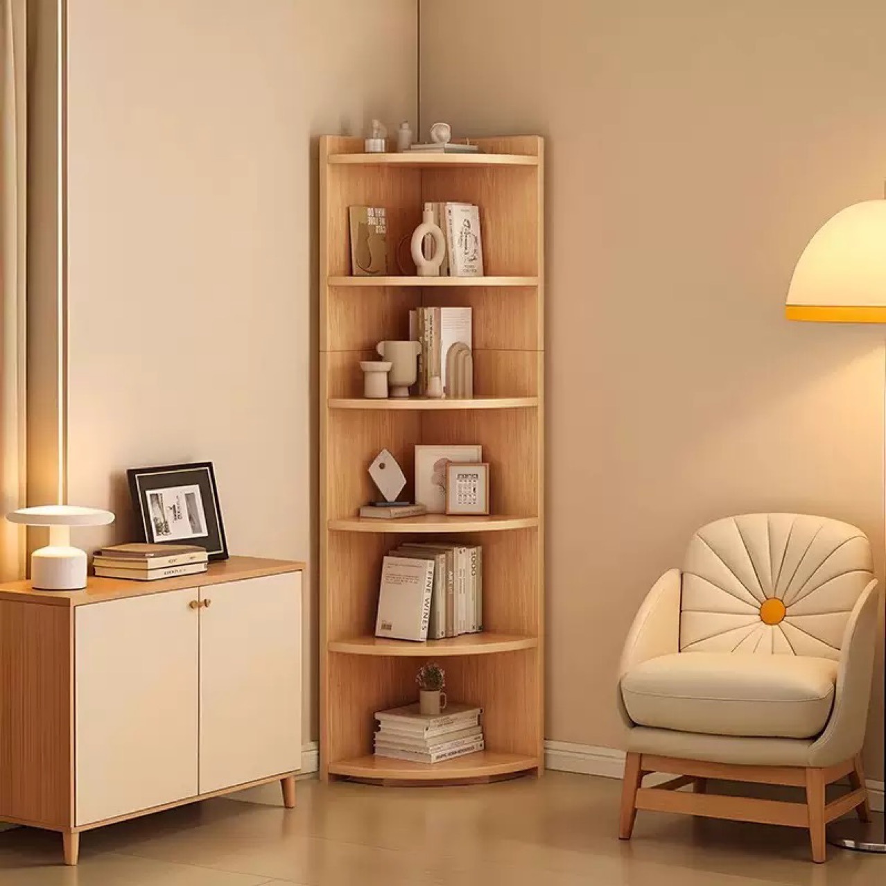 角柜墙角转角书柜三角置物架卧室角落收纳架客厅墙边柜落地储物柜