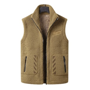 2024 Fat Man Autumn and Winter Plus Size Men's Vest Casual Loose Warm Granular Velvet Reversible Jacket