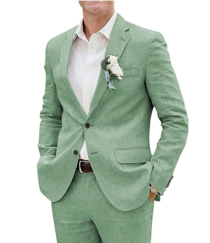 Men's Suit Casual Men's Linen Business Banquet Two-piece Suit