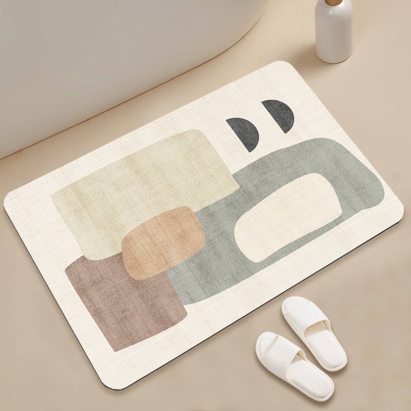 Japanese Striped Diatomite Bath Mat Non-slip Quick-drying Floor_voghion.com
