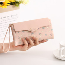 新款钱包女士长款多功能大容量手提手拿包印花拉链搭扣多卡位钱包