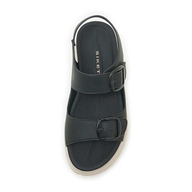 Sandal nữ quai ngang khóa kim loại đế xuồng cao gót 9 cm — màu đen, màu hồng, màu mơ chi tiết 33