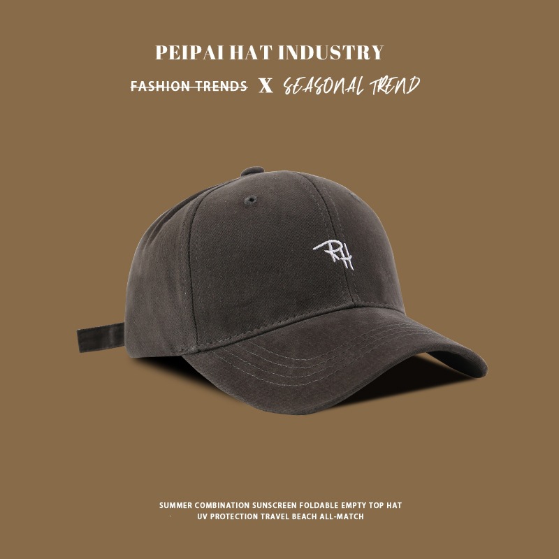 Embroidered long RH baseball cap py grey