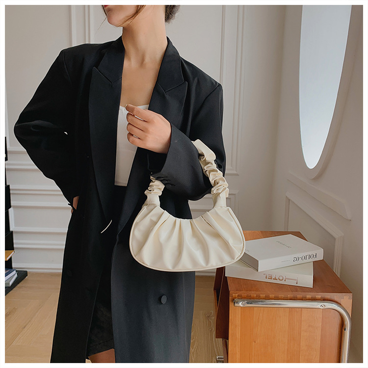 353g Weight Polyester Lining Material Ruched Bag, Sewing Thread Fashion Element Zipper Closure Type Single Shoulder Strap Strap Type Shoulder Bag Bags Type Casual, Daily, Shopping Occasion Pu Leather Material Solid Color Pattern All Seasons Season Women's Gender Classic Style Style Dumpling Shape Shape Women's Pu Leather Solid Color Classic Style Ruched Bag Sewing Thread Dumpling Shape Zipper Shoulder Bag 15