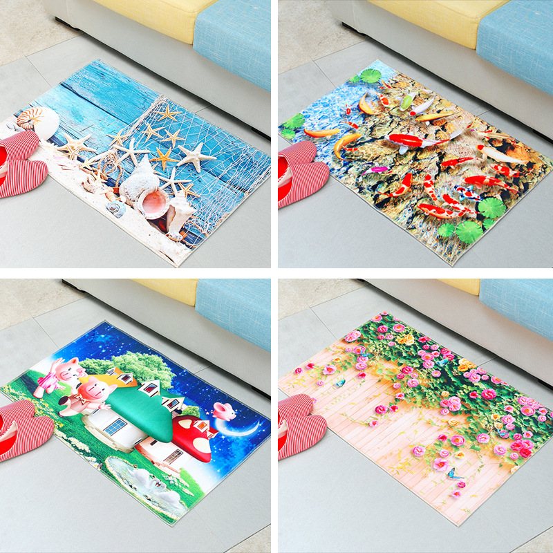 Entry Cartoon Door Mat 3D Carpet Stereo Fish Print Home Bathroom Bathroom Non-Slip Floor Mat Entrance