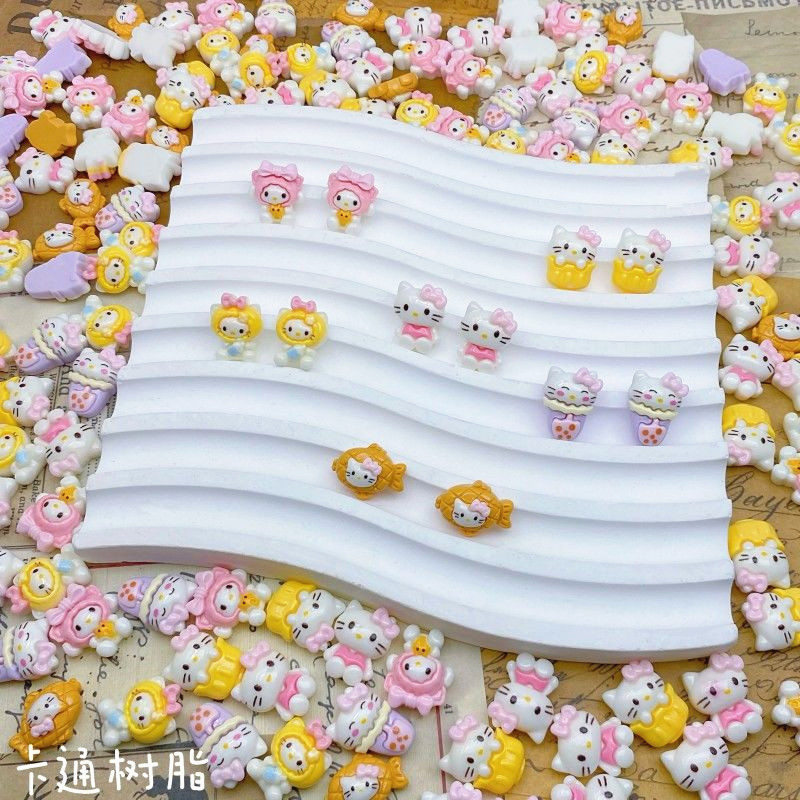 Kitty Kt Cat Cartoon Nail Art Cute Resin Rhinestones Hellokitty Nail Hairpin Handmade DIY Jewelry Accessories