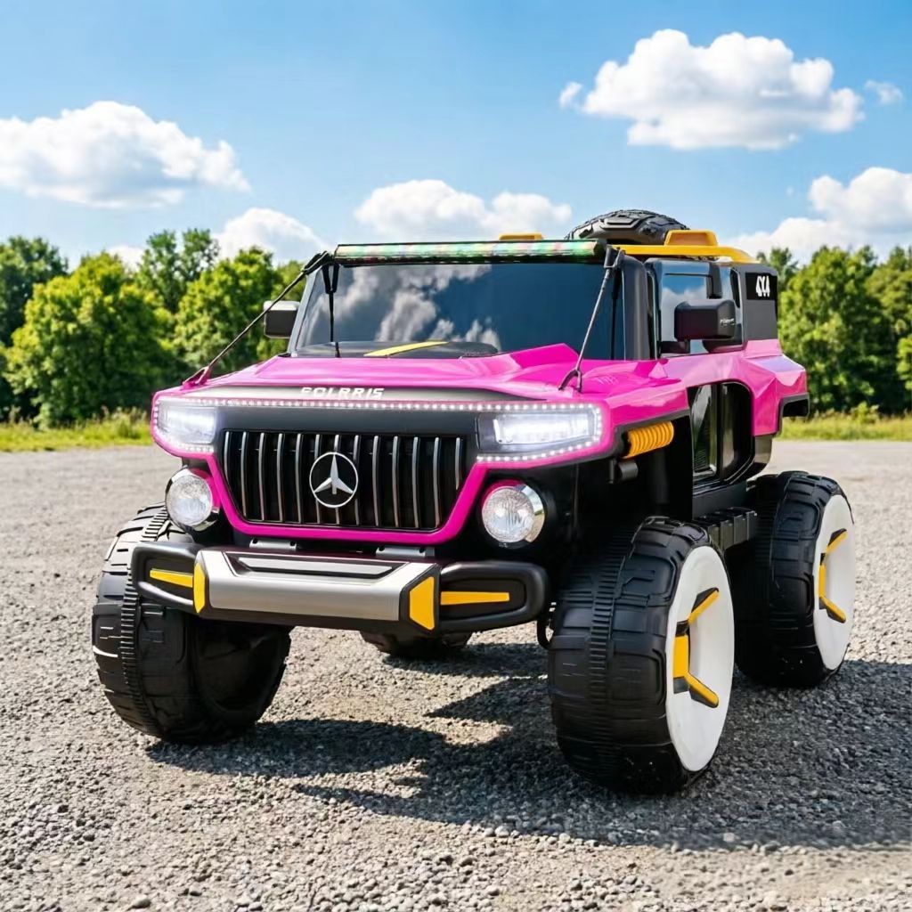 Coche Eléctrico Infantil de Cuatro Ruedas de Plástico con Control Remoto, Música y Batería Recargable