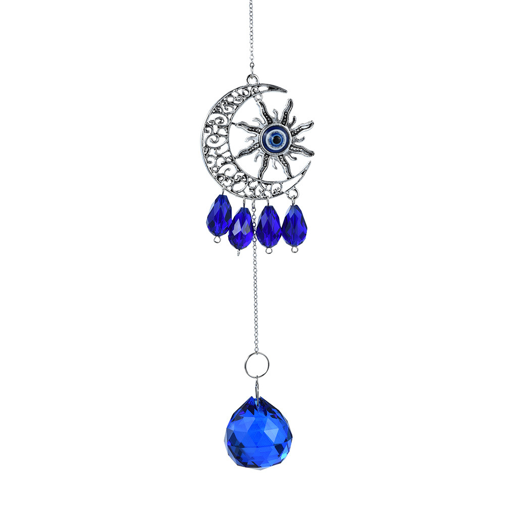 Venta al por mayor transfronteriza Ojo del Diablo azul lágrima Luna jardín decoración sol colector cristal carillones de viento colgante