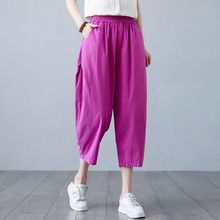 日本高端外贸出口尾单女装棉质女八分裤宽松遮垮休闲裤萝卜裤夏潮