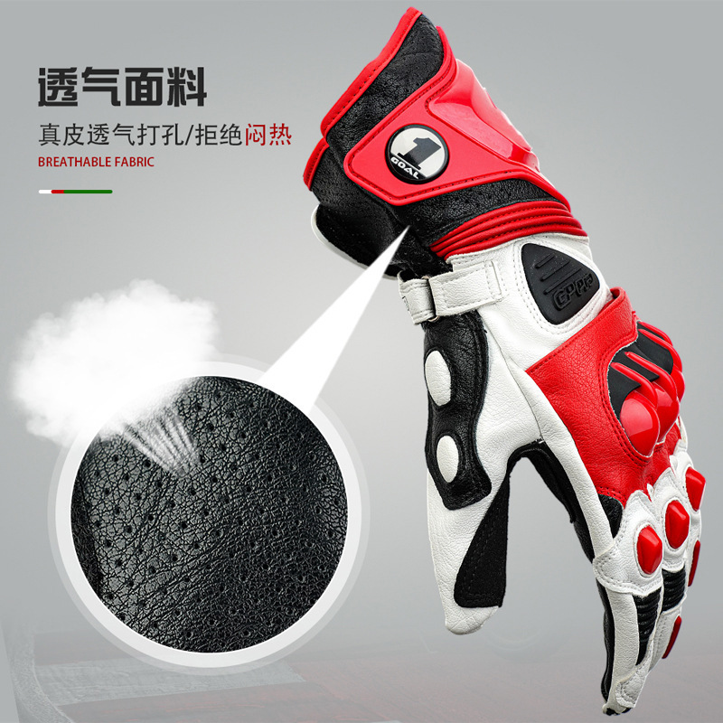 Guantes de ciclismo de motocicleta Guantes de cuero resistentes a las caídas y al desgaste Guantes largos de pista de motocicleta Pantalla táctil