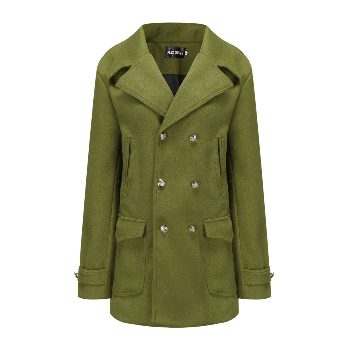 Vintage personalized autumn coat antiguo ejército de marea verde diseño de botones otoño e invierno abrigo de lana hombre