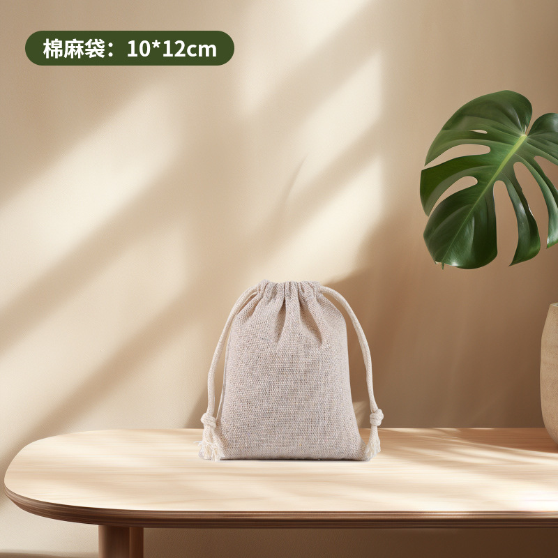 Bolsa de Almacenamiento con Cordón de Algodón, Bolsa de Lino con Cordón, Se Puede Imprimir con Logotipo, Bolsa de Tela Pequeña en Existencia