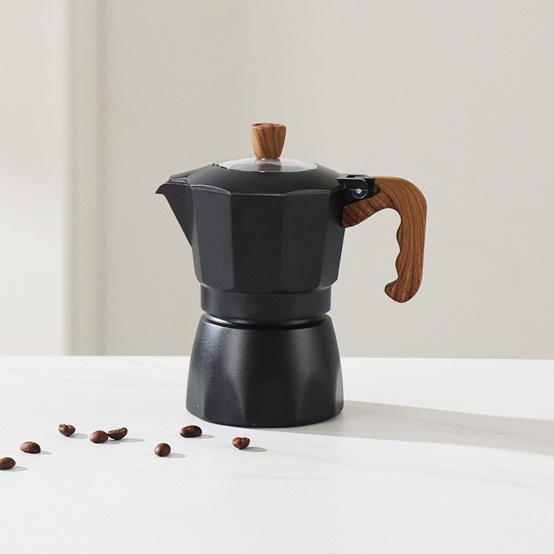 Olla de moca de doble válvula Juego de cafetera de mano de extracción pequeña para el hogar Café italiano Estufa de cerámica eléctrica para exteriores al por mayor