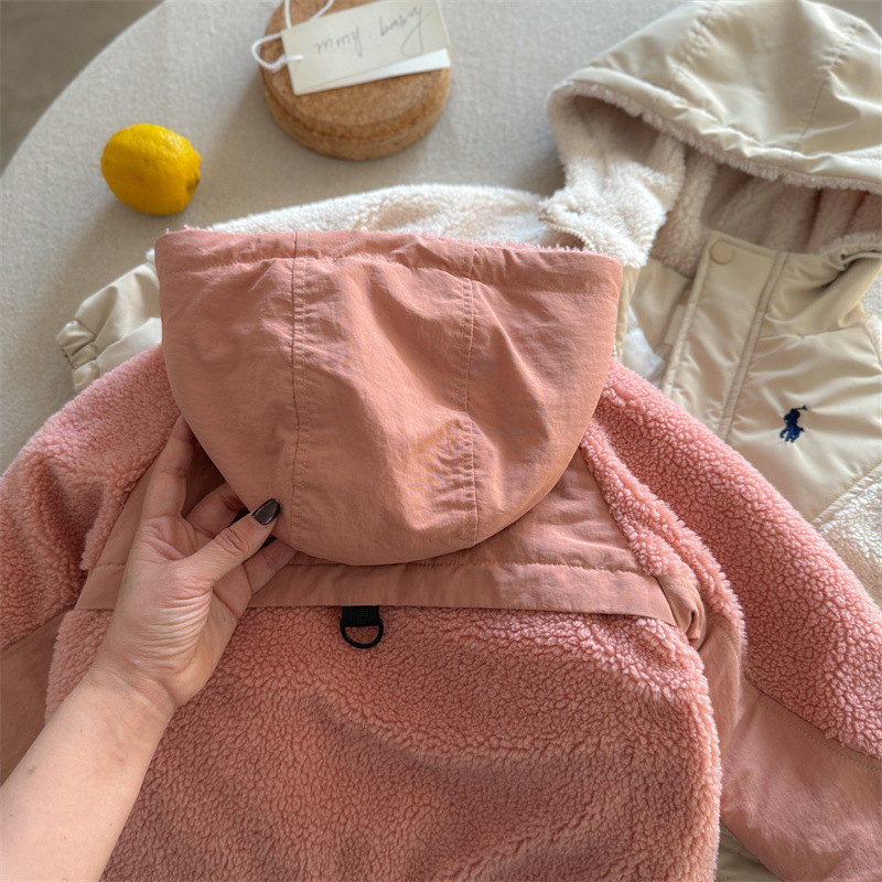 2025 niños y niñas invierno chaqueta de algodón de algodón con capuchón de algodón, chaqueta de lana de bebé