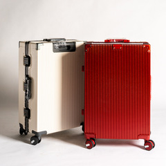 Elihang Aluminum Frame Luggage Rolling Suitcase Durable Men's 26-inch Large Capacity Travel Case Women's Carry-on Box Leather Suitcase