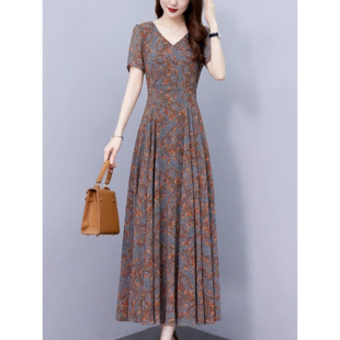 Summer 2025 New Mom Skirt Plus Size Women's Belly-Covering Chiffon Material Fat mm Slimming Look Dress