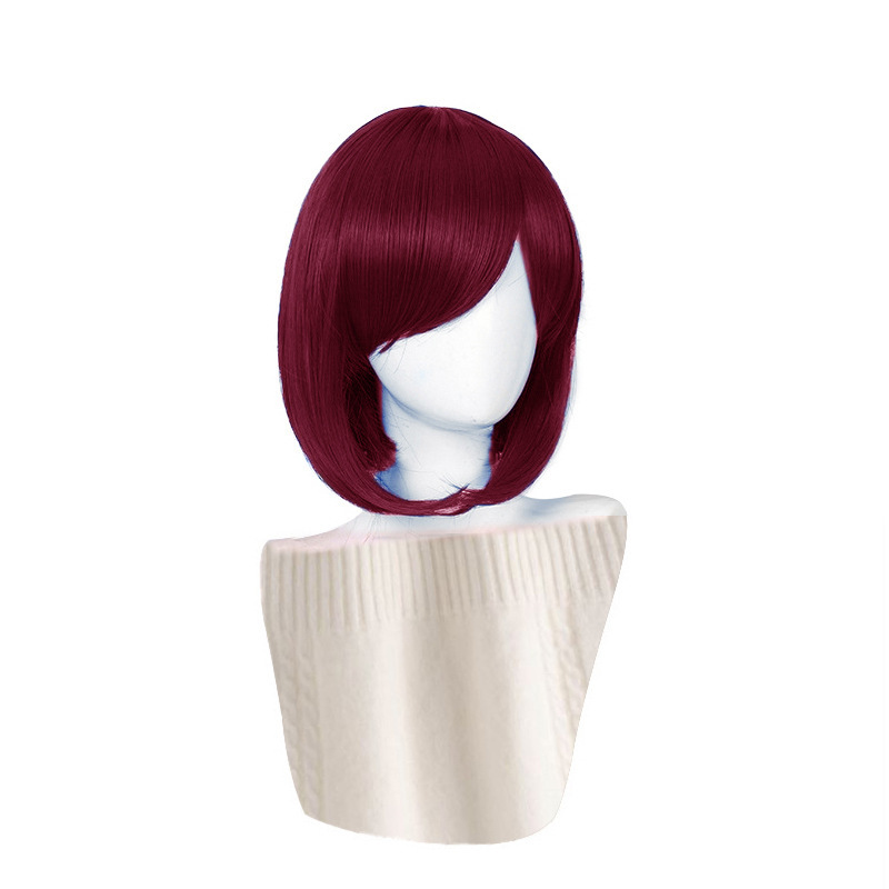 Cos anime wig pink bob head oblique bangs hair bobo color Cosplay wig short hair wholesale