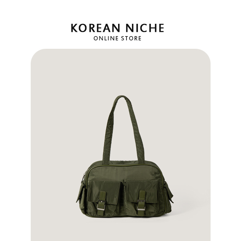 2024 New Japanese and Korean Harajuku Style Shoulder for College Students Fashion Nylon Multi Pocket Large Capacity Tote_voghion.com