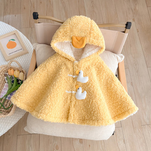 Super cute baby cloak autumn and winter newborn women's cloak out windproof princess children's fleece-lined thickened shawl climbing suit