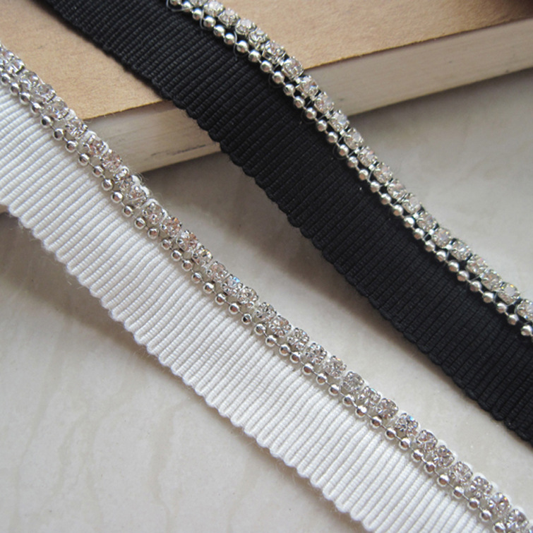 钉珠水钻涤纶花边蕾丝辅料女装童装服装花边辅料 宽1.2厘米