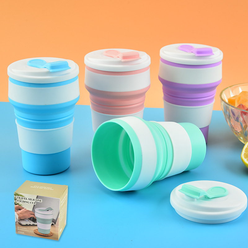 摺疊水杯戶外野營便攜摺疊水杯創意旅行帶蓋夏季伸縮戶外旅行水杯