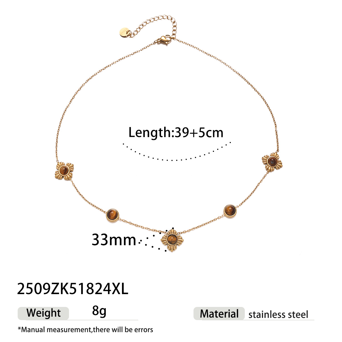 Collar de acero inoxidable de alta calidad ligero de lujo, collar de colgante de piedra de ojo de tigre, explosión transfronteriza image 7