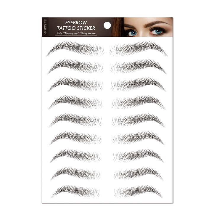 Black eyebrow stickers Brown eyebrow stickers water transfer stickers cross-border in stock suit simulation tattoo stickers