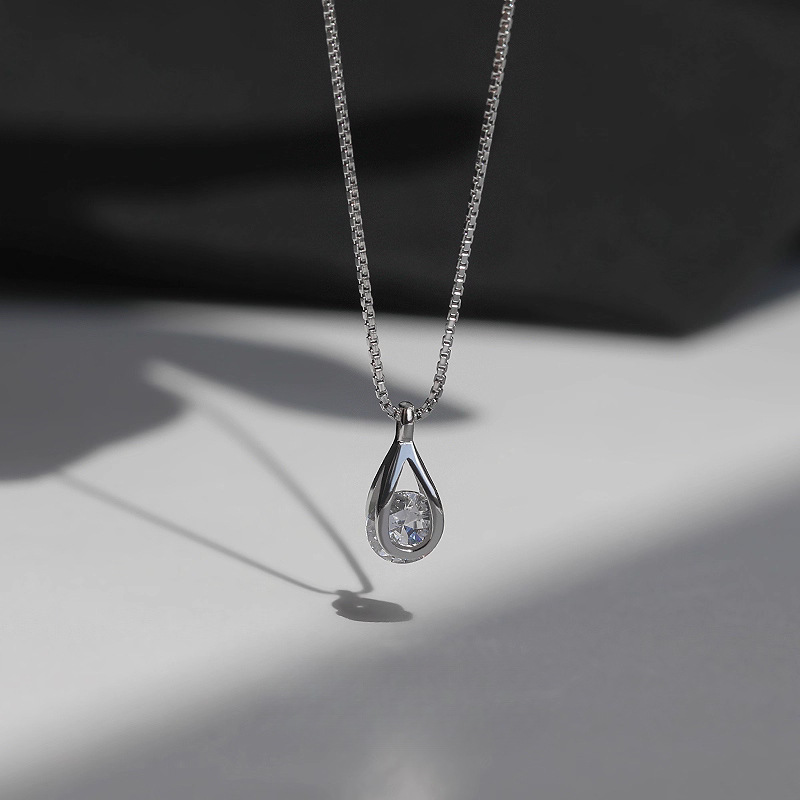 Casual Water Drop Zircon Necklace Women's Accessible Luxury High-End Fashion Niche Design Exquisite Versatile Clavicle Chain Accessories