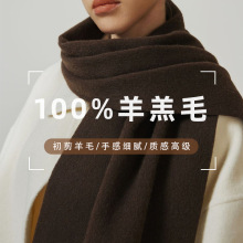 100%羊毛围巾女韩系氛围感高品质纯色男百搭简约围脖高级感披肩男