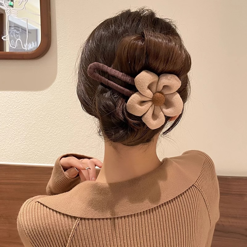 Otoño y invierno peluche clips boca de alta sensación clips para el cabello clips para el cabello de cabeza posterior temperamento clips para el cabello clips