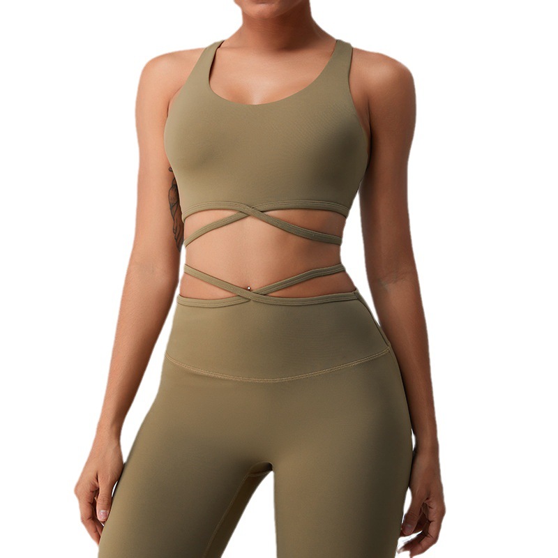 Transfronterizo europeo y americano sexy espalda ropa de yoga sujetador de las mujeres corriendo fitness chaleco en forma de I empujar hacia arriba a prueba de golpes ropa interior deportiva