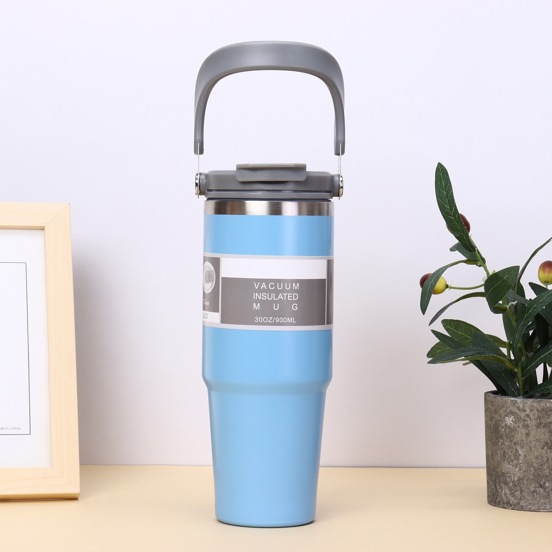 Explosión transfronteriza gradiente 30oz taza de automóvil portátil de gran capacidad con paja 304 taza de aislamiento al vacío de acero inoxidable