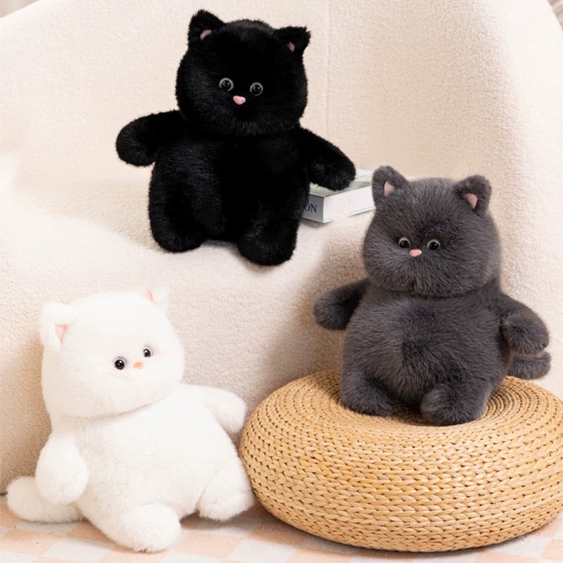 可爱喵它崽猫猫毛绒玩具公仔黑白灰猫咪超萌玩偶喵它姐抱枕批发