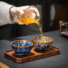 建山窯変身マスターカップ茶碗家庭用大型カンフー茶セット個人用カップティーカップシングルティーカップ花びらカップ