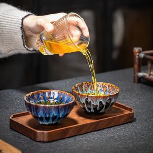 Large Household Tea Bowl for Home Use, Suitable for Kung Fu Tea Set, Personal Tea Cup, Single Tasting Cup, Petal Cup