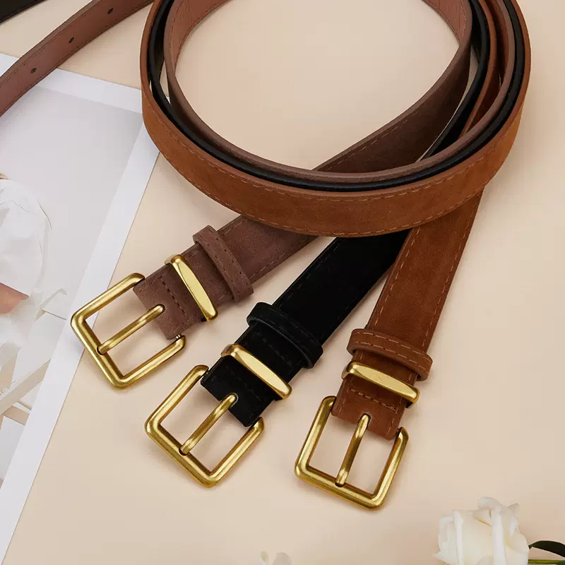 厂家现货跨境爆款仿绒皮带pu皮革针扣腰带韩版中青年休闲男女裤带