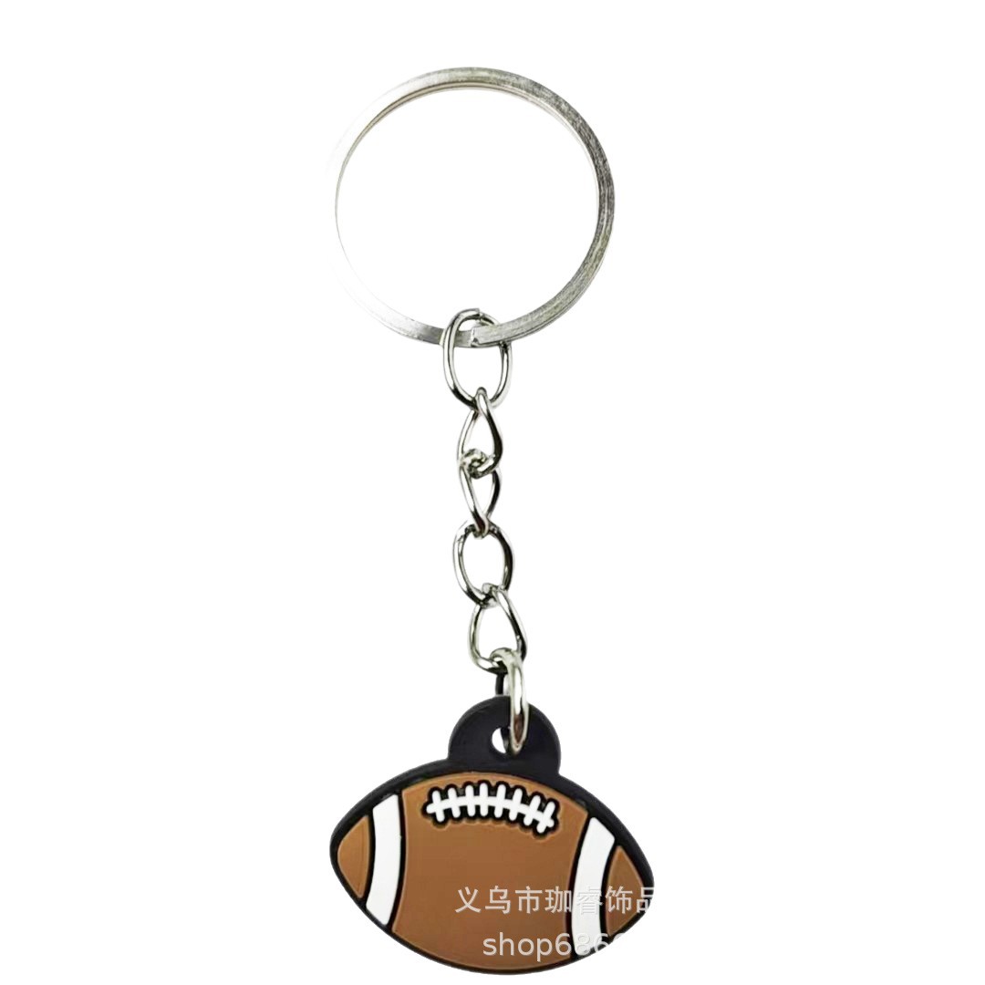 クリエイティブpvcサッカーブルーボールキーホルダーストラップシミュレーションスポーツ用品ラグビーテニスイベントプレゼント卸売り