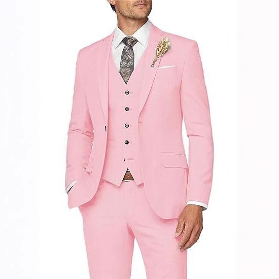 Nuevo traje de hombre conjunto de tres piezas casuales de negocios banquete de baile delgado traje de boda vestido de playa