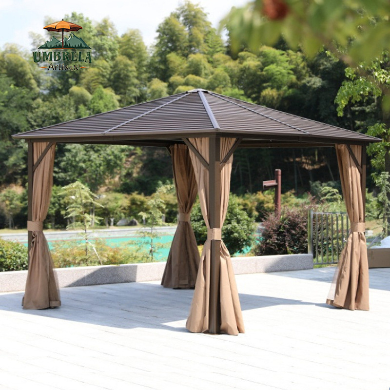 Aluminum Alloy Gazebo Outdoor Sunshade Garden Leisure Garden Patio Pavilion Aluminum Alloy Louvered Electric Gazebo