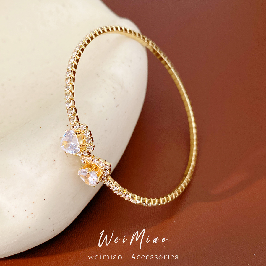 Brazalete de diamantes de amor abierto redondo estilo frío personalidad nicho pulsera de moda ligera lujo alta sensación de joyería al por mayor
