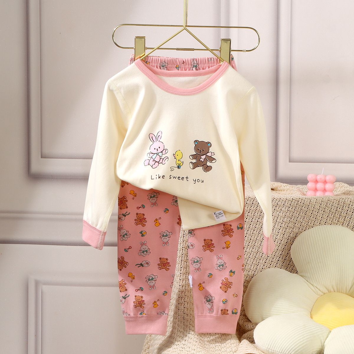 Conjunto de ropa interior térmica de algodón puro para niños, otoño e invierno, pijamas cálidos de algodón para bebés, niños y niñas, ropa de estar sin costuras.